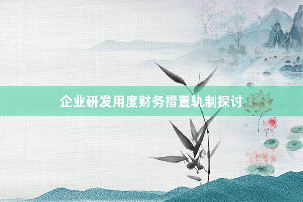企业研发用度财务措置轨制探讨